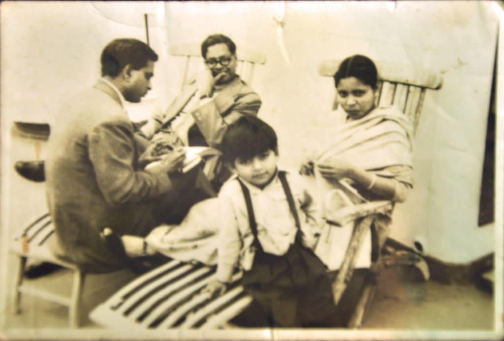 L-R- Bhanu Pratap Singh, a friend, Leelawati Singh and their son, Anup Singh